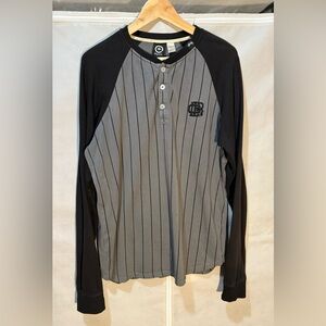 Men's Black and Gray Pinstripe Long Sleeve Shirt